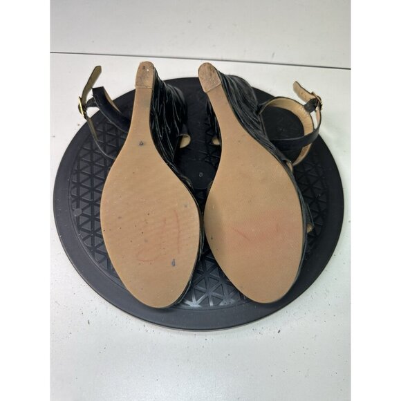 Michael Kors Sandals Black Leather Wedge Sz 8.5 - Picture 6 of 8